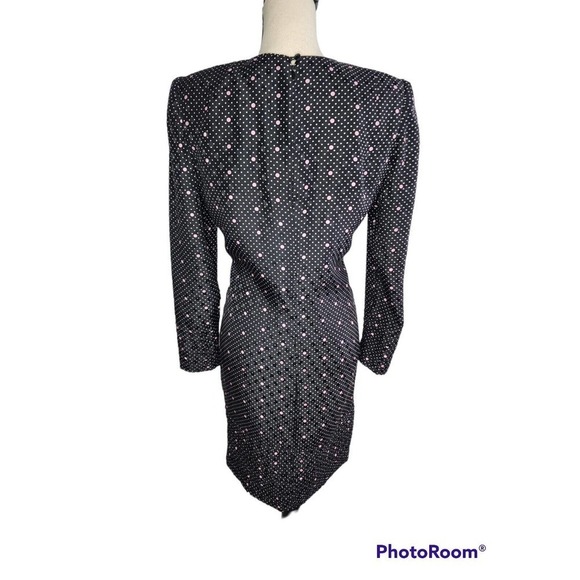 Saks Fifth Avenue David Hayes Silk Polka Dot Midi Vintage Dress Size 8 - Picture 2 of 14
